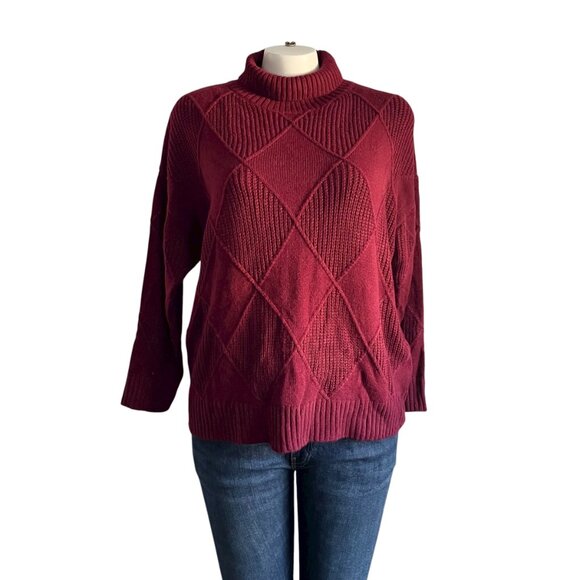 Oxblood Red Turtleneck Sweater Plus - 3X - Picture 3 of 4